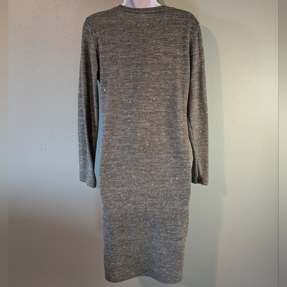 Olive Green Knit Sweater Dress with Star Sequin Size M - Picture 4 of 7